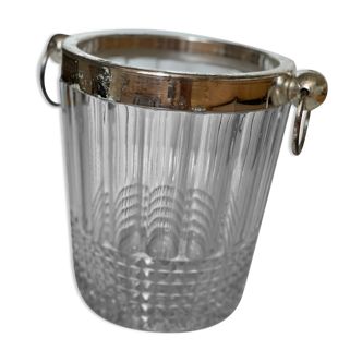 Champagne bucket chiseled glass and metal