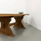 Savoyard monastery table in solid pine, circa 1970