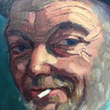 Oil on canvas french man portrait painting, signed by A. Chris, 1962