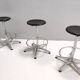 Vintage Black Plastic and Chromed Metal Revolving and Adjustable Stool, Italy