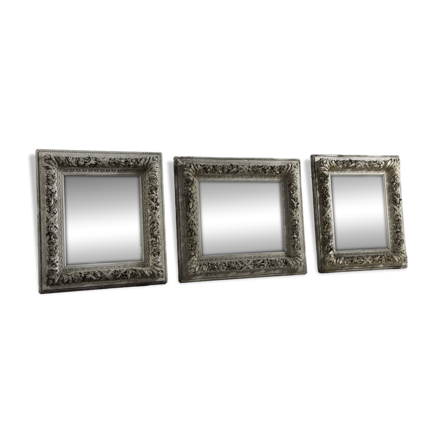 Set of three French mirrors white