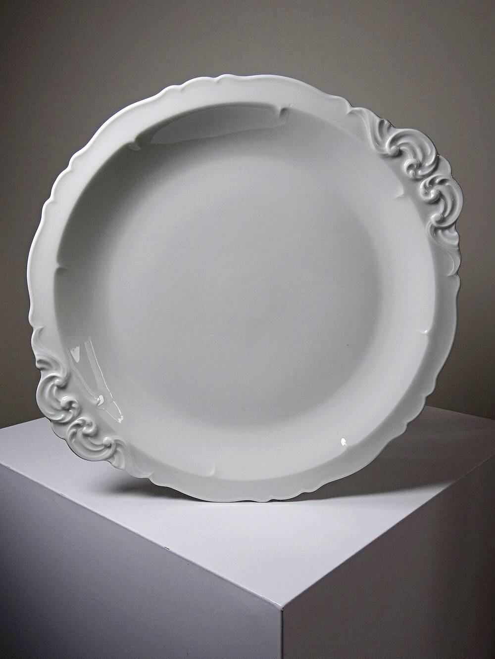 Large serving dish in fine white Limoges porcelain, vintage/antique