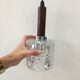 Scandinavian pendant lamp in molded glass and teak
