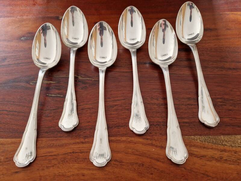 Christofle - Set of 6 Spatours model table spoons in silver-plated metal