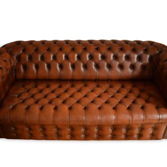 Chesterfield sofa old vintage brown leather