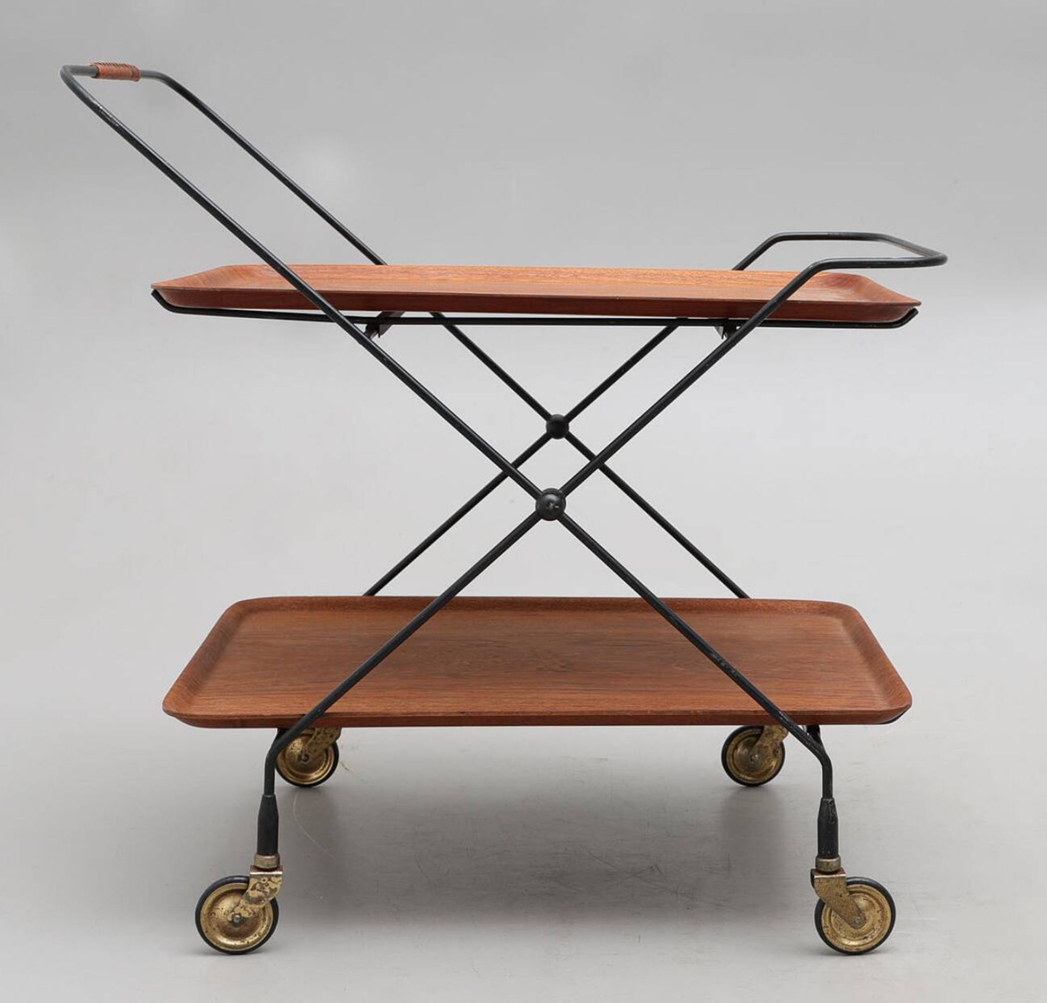 Scandinavian trolley trolley on wheels in metal and wood