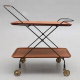 Scandinavian trolley trolley on wheels in metal and wood