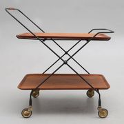 Scandinavian trolley trolley on wheels in metal and wood