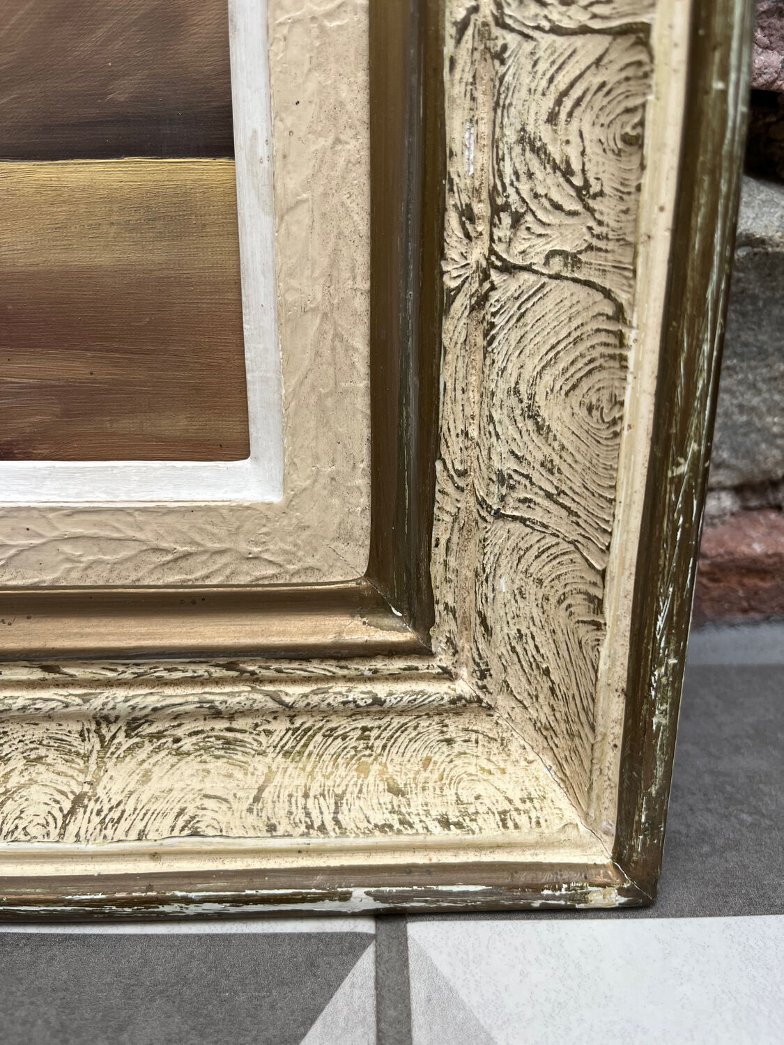 Huile « bouquet fleurs orange » encadrée