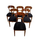 Biedermeier Shovel Chairs in Walnut, Roots Veneer, South Germany, 1845, Set of 6