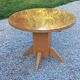1950s round oak table, 2 heights, central quadripod leg