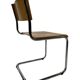 Set of four vintage dining room chairs, wood and chrome,  1970s