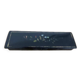 Pen tray in black lacquered wood painted floral decoration