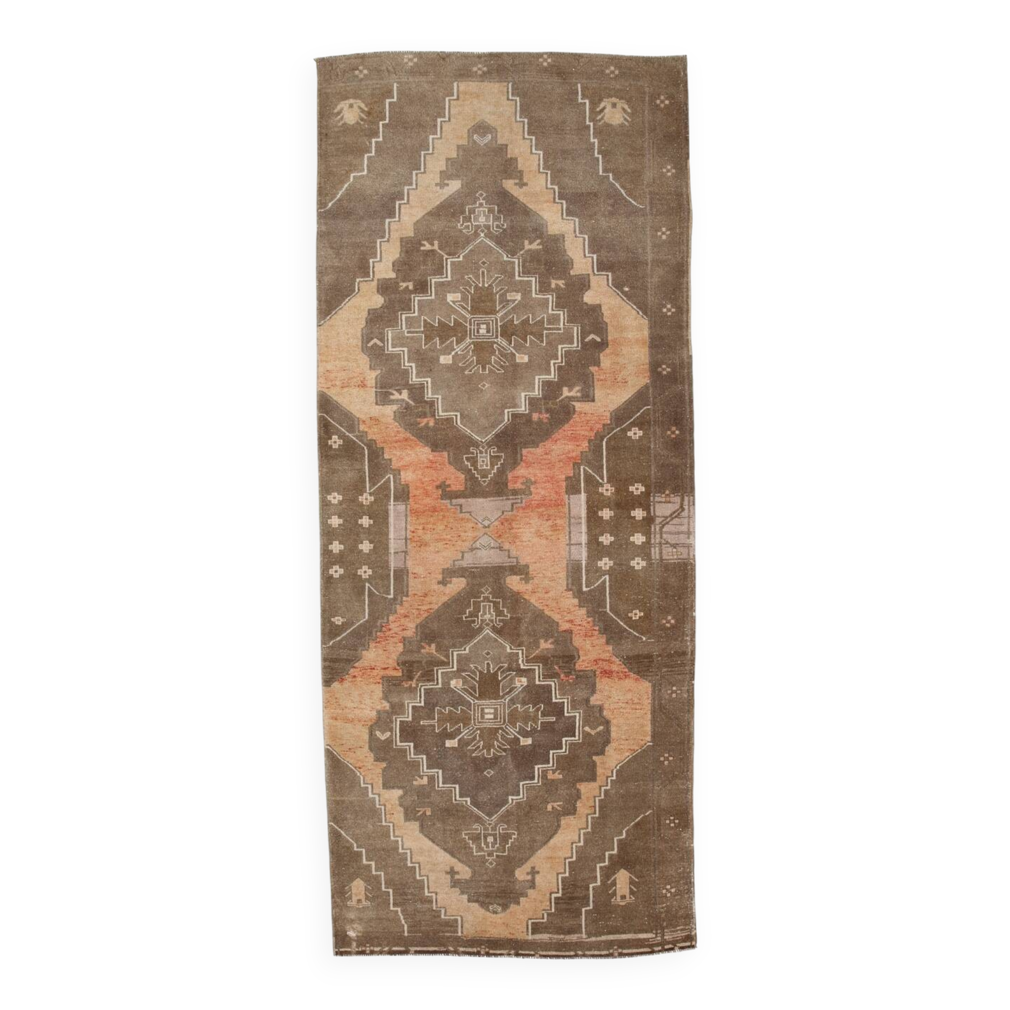 Tapis de couloir turc marron délavé 5x13, 159x385 cm