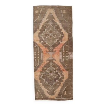 5x13 Faded Brown Turkish Runner Rug, 159x385Cm