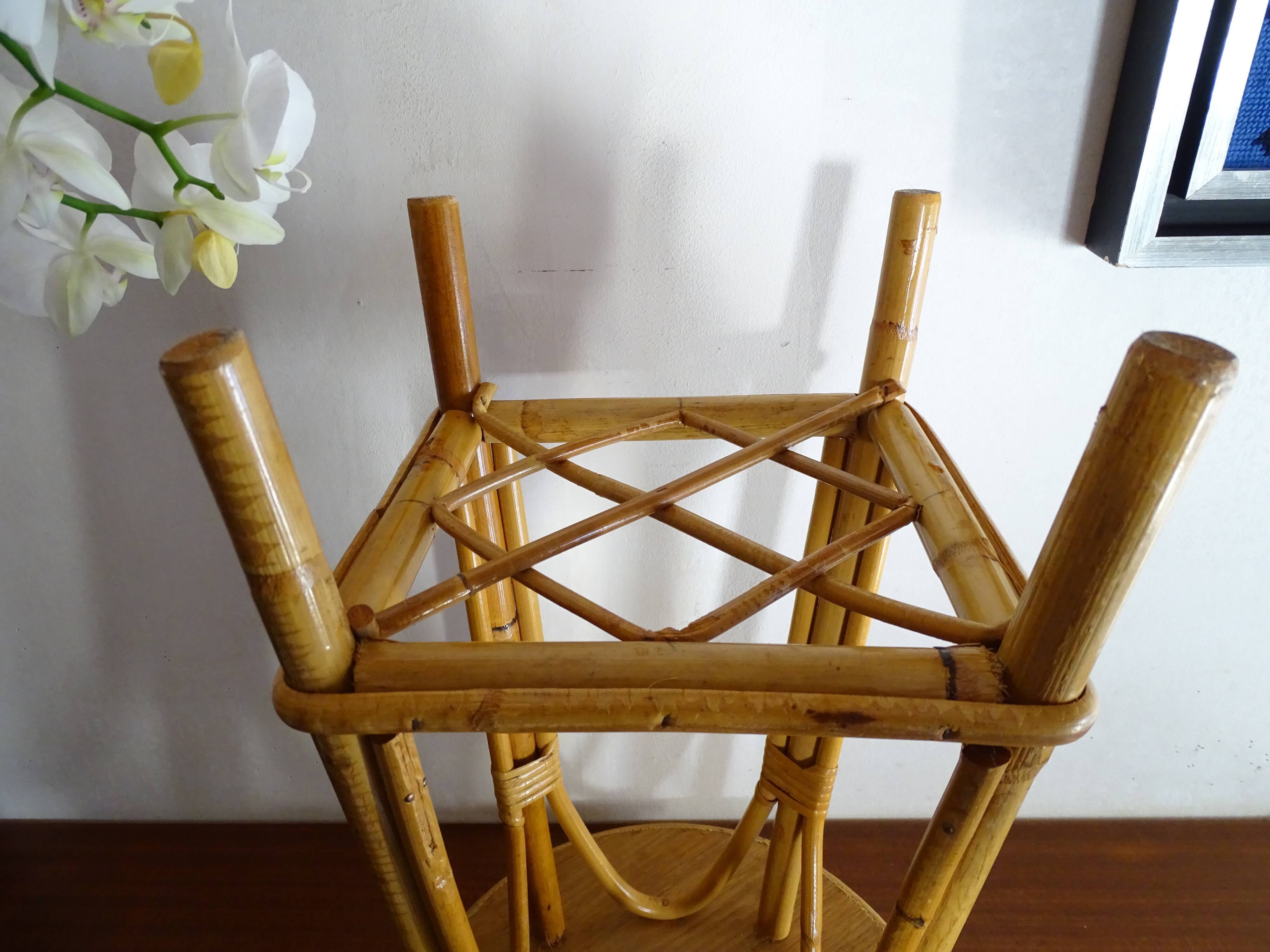 Vintage rattan stool 60's 70's
