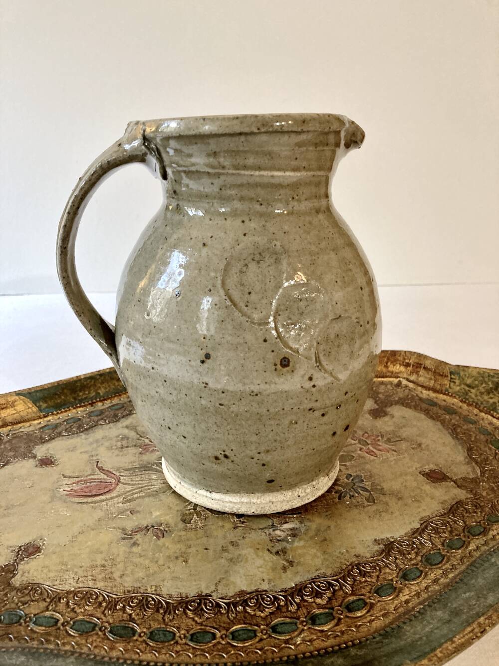 Grey-beige pyrite stone jug