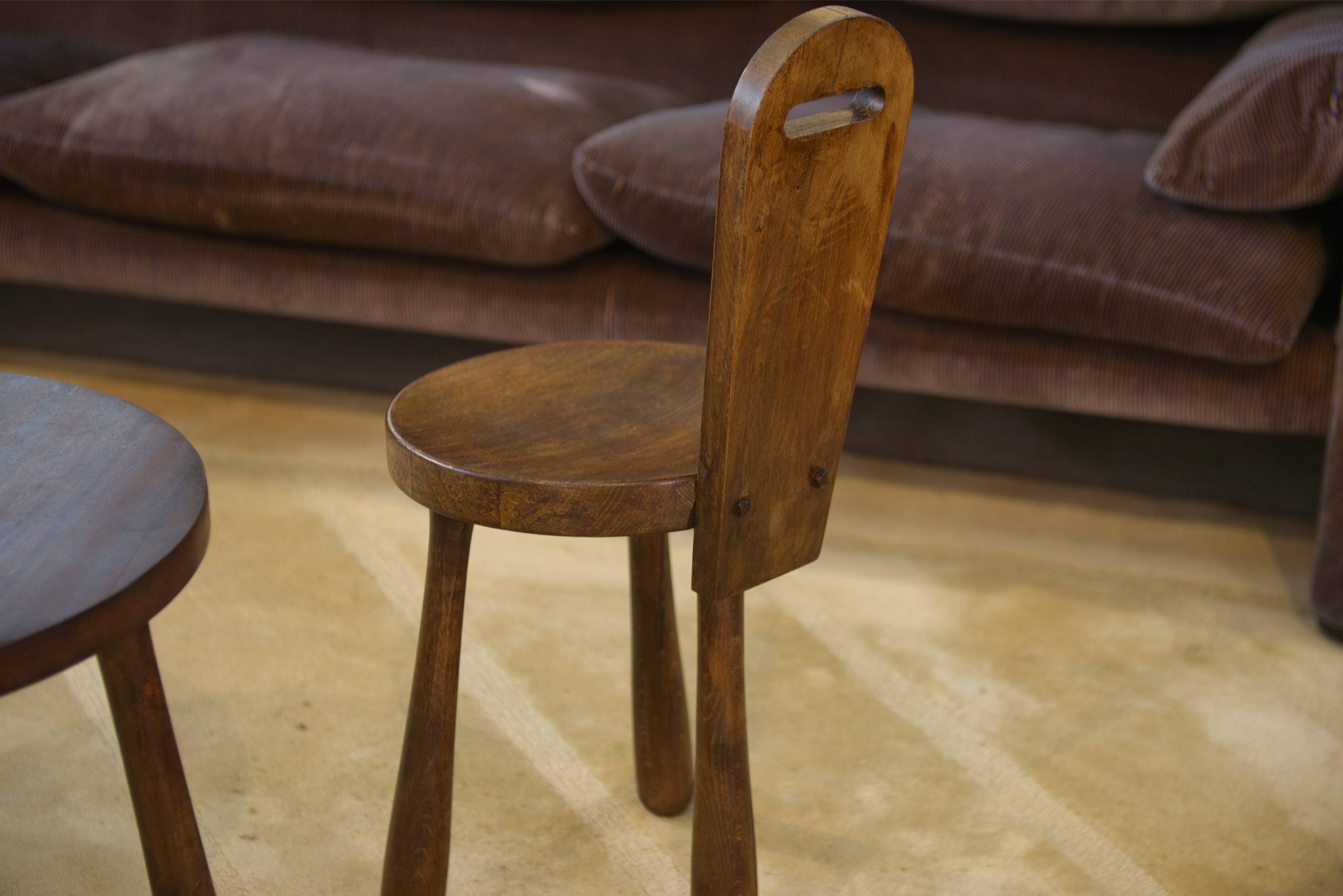 Ensemble de 2 chaises et une table brutaliste pour enfant 1960’s