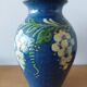 Vase signed Primavera in blue glazed ceramic 1920 1930