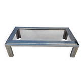 Table basse chrome verre fumé années 70