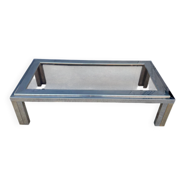 1970s smoked glass chrome coffee table
