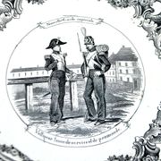 Sarreguemines U&C illustrated talking plate "Napoleon" 19th century.
