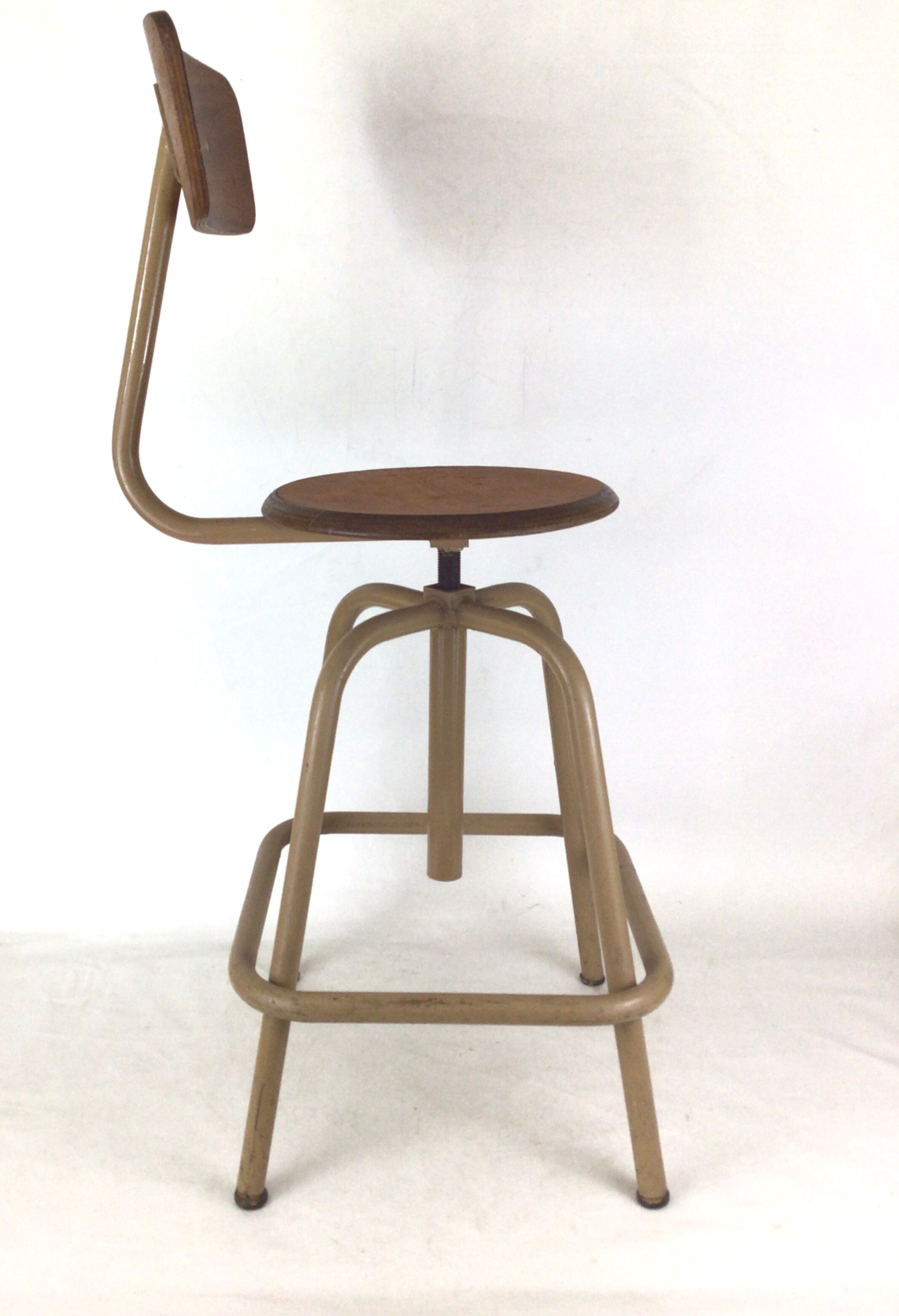 Industrial chair with metal and wood screws