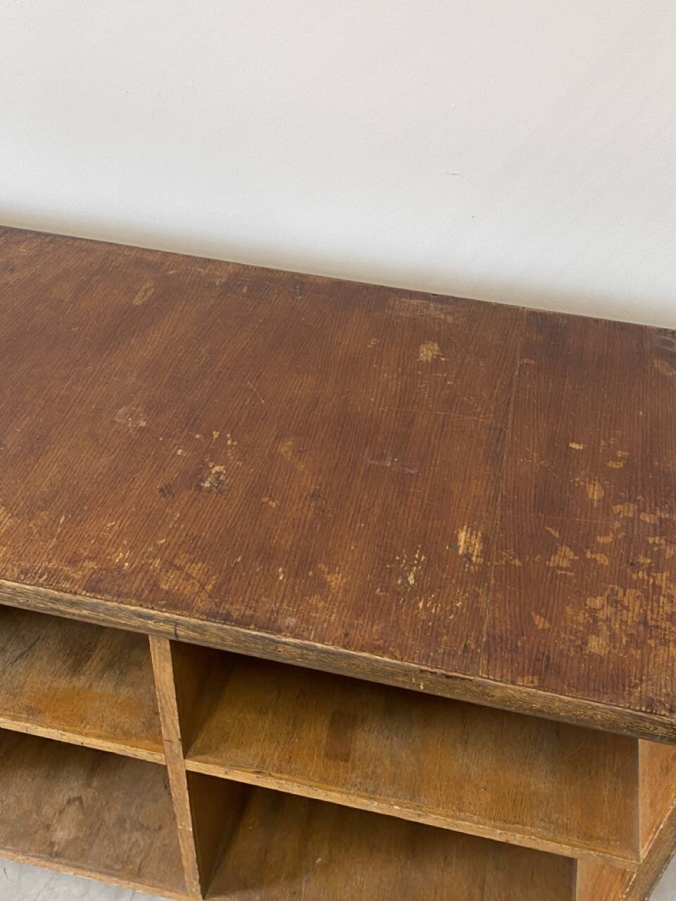 Vintage shop counter made of wood and metal