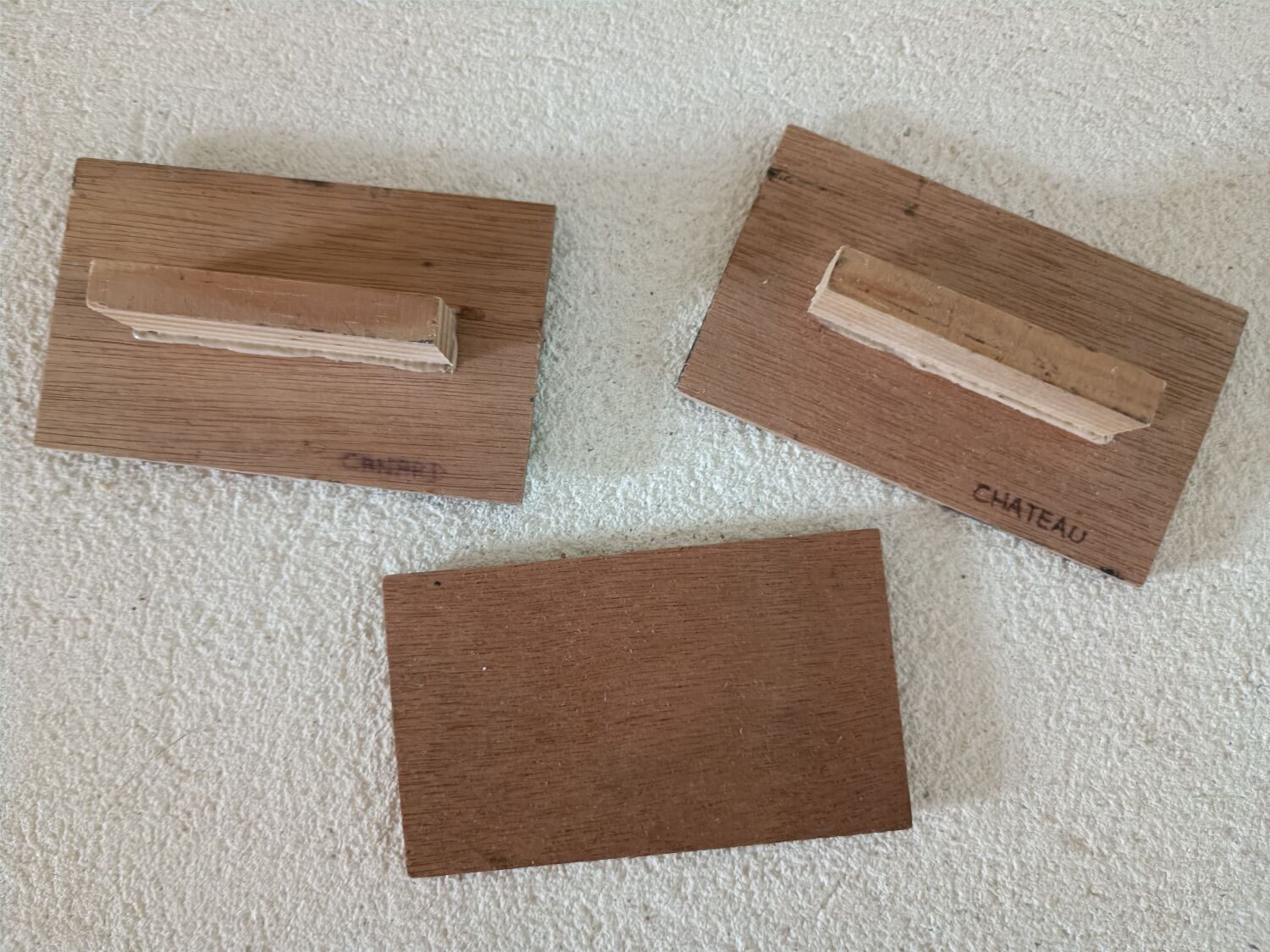 3 vintage wooden stamps