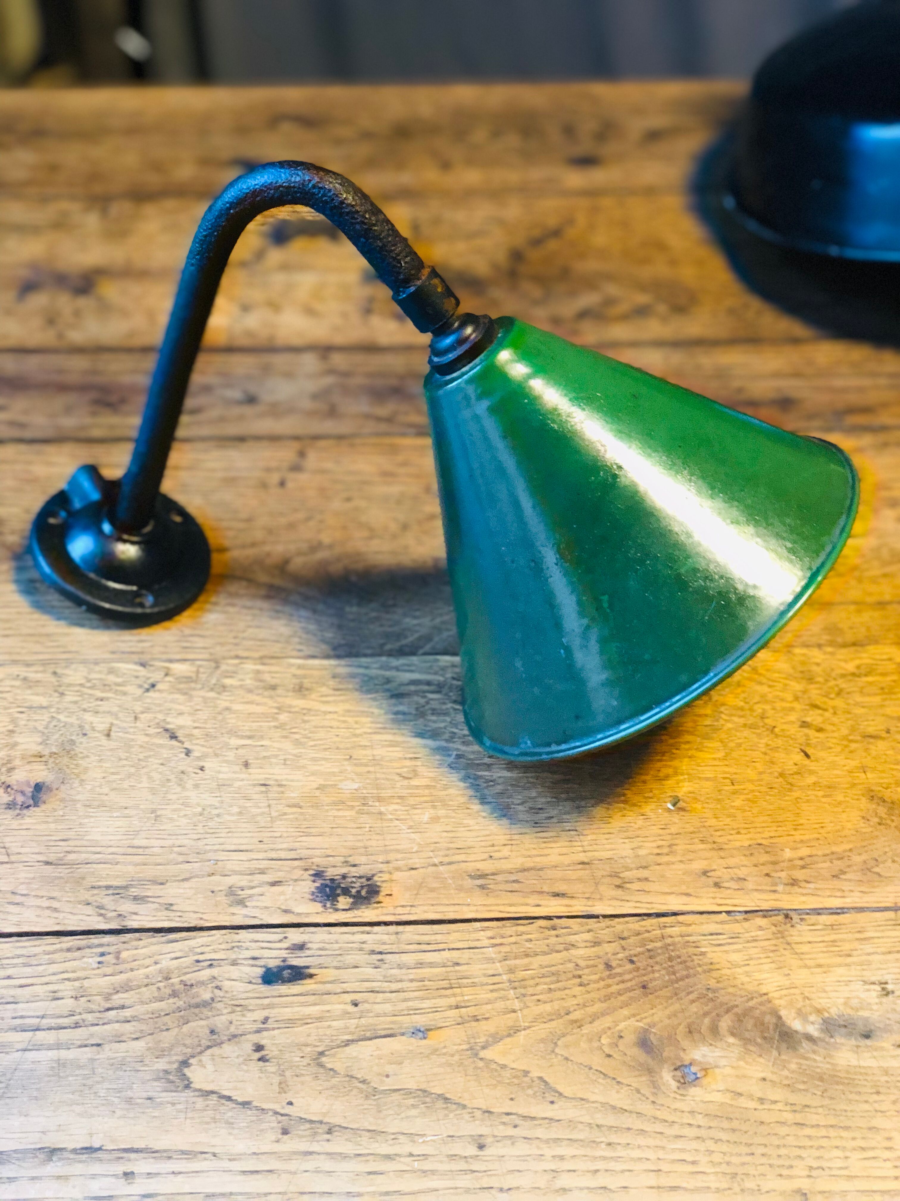 Industrial sconce in green and white
