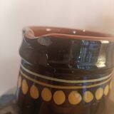 Large glazed terracotta pitcher with floral decoration