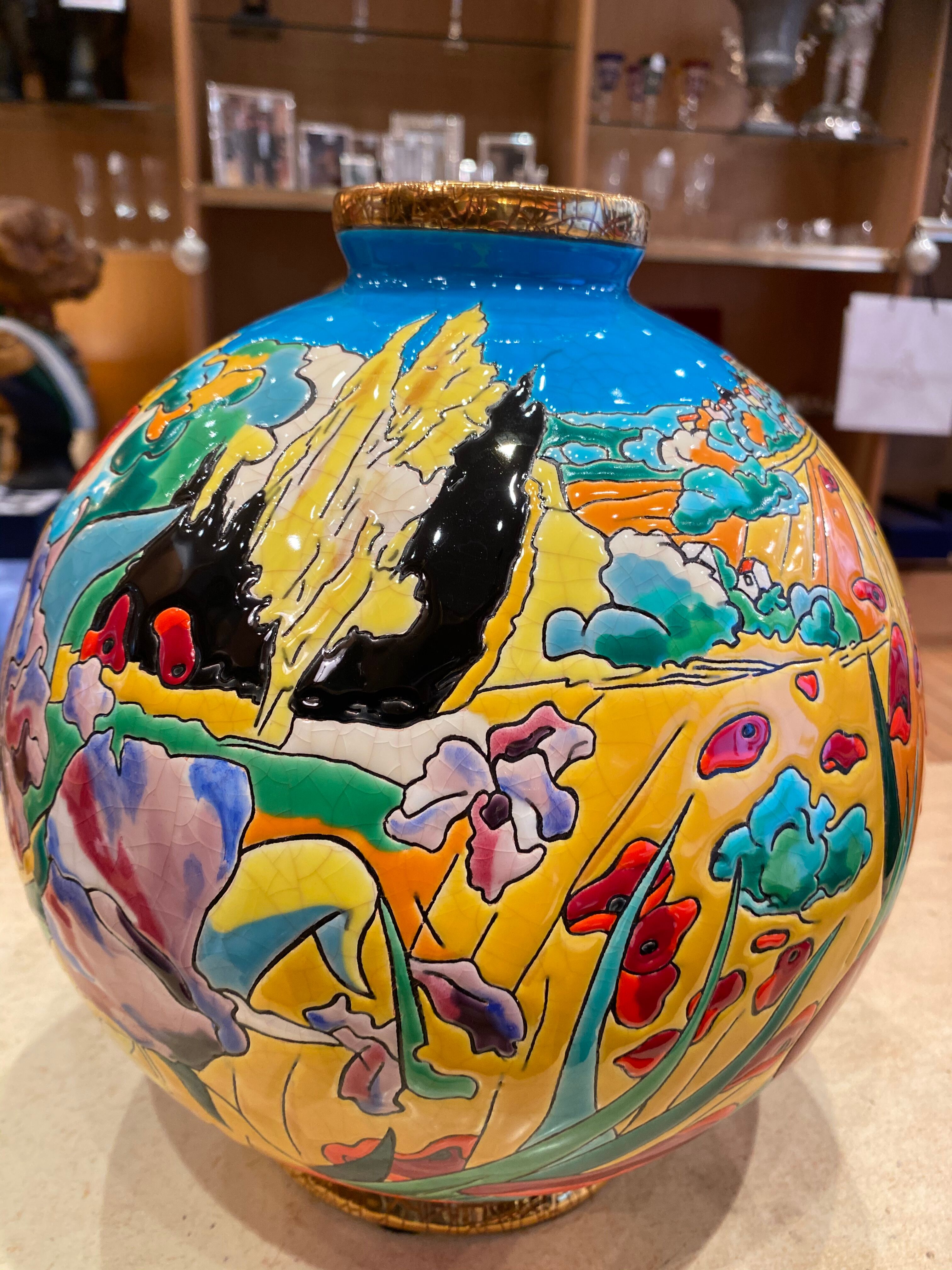 Vase boule Émaux de Longwy  Selency