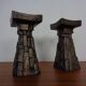 Large Brutalist German Bronze Candleholders, 1960s, Set of 2