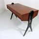 Vintage teak desk with black scissor legs 1960's
