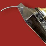 Vintage table lamp in glazed ceramic and gold-tone metal