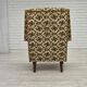1970s, Danish highback armchair, Brown/beige furniture fabric, teak wood.