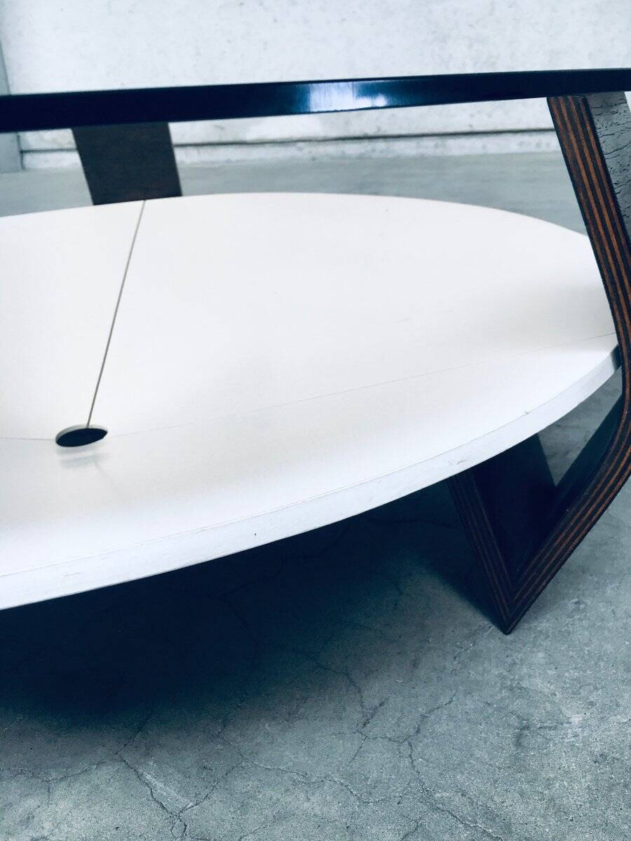 Mid-Century Modern Dutch Wenge & Smoke Glass Coffee Table, Netherlands, 1960s