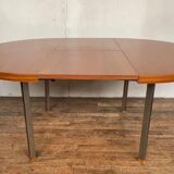 Round table with teak extension design Pierre Guariche edition Huchers Minvielle 1960