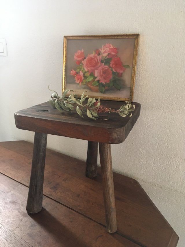 Massive wooden tripod stool