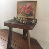 Massive wooden tripod stool