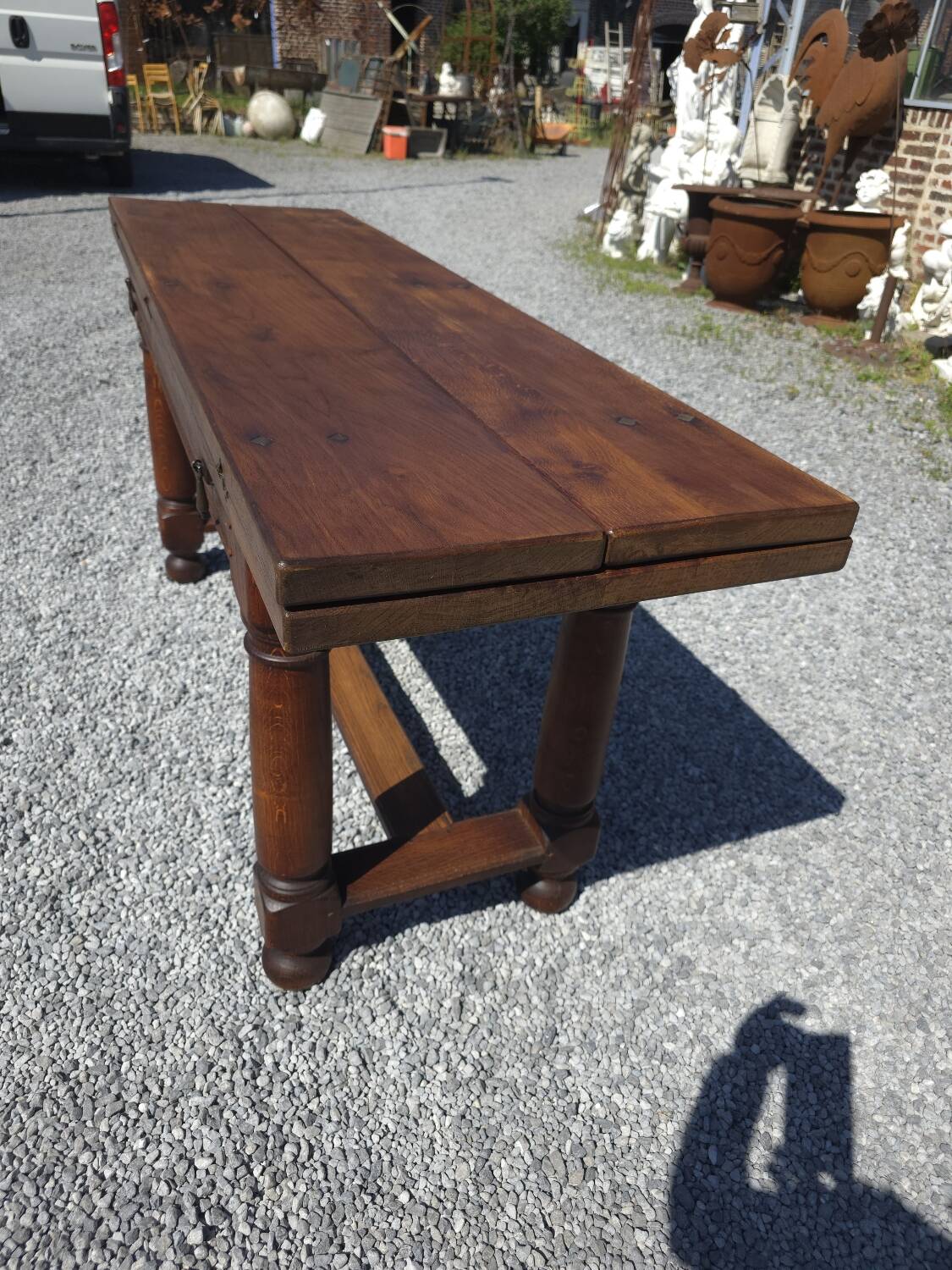 Table de ferme en chêne avec abattants