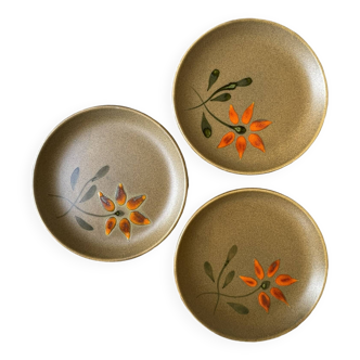 Set of 3 stoneware plates Atelier d'Art Sarreguemines