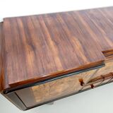 Art Deco Walnut, Briar Root and Ebonized Beech Sideboard, Italy