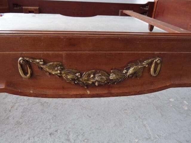 Golden bronze Louis XVI style mahogany bed