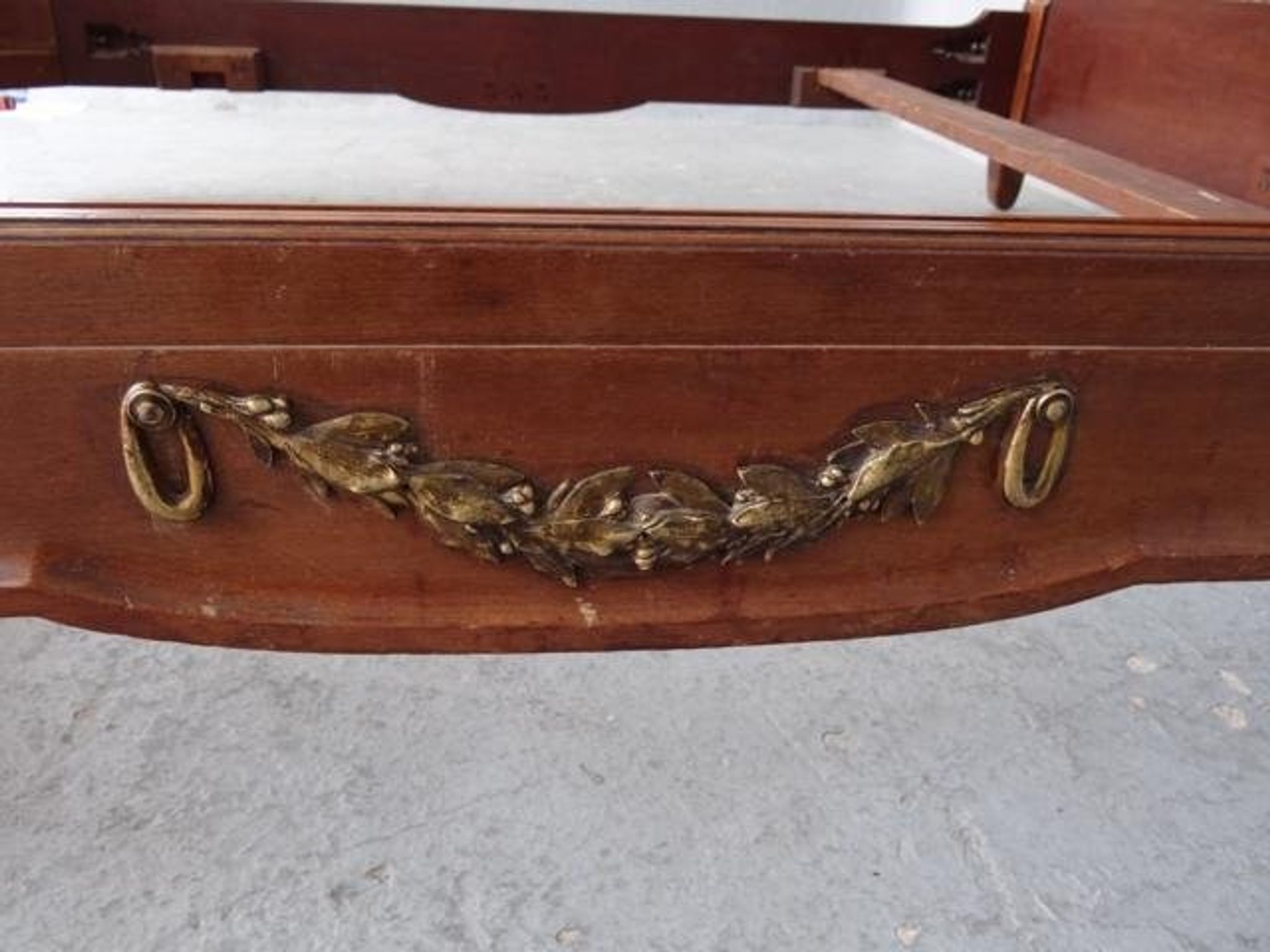 Golden bronze Louis XVI style mahogany bed