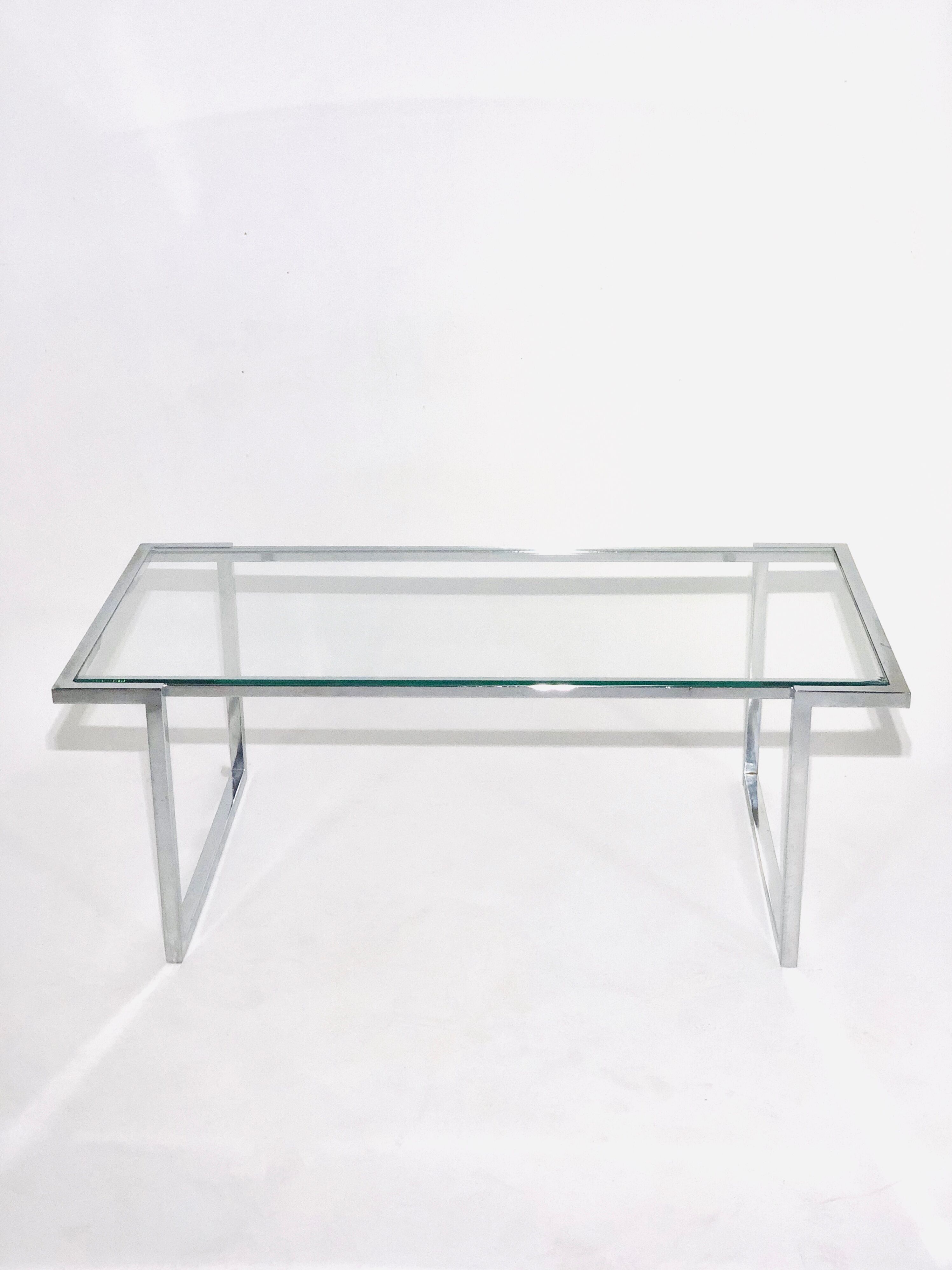 Vintage aluminum and glass coffee table