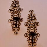 Paire de appliques en métal noir vintage