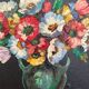 Old oil on canvas depicting a bouquet of flowers