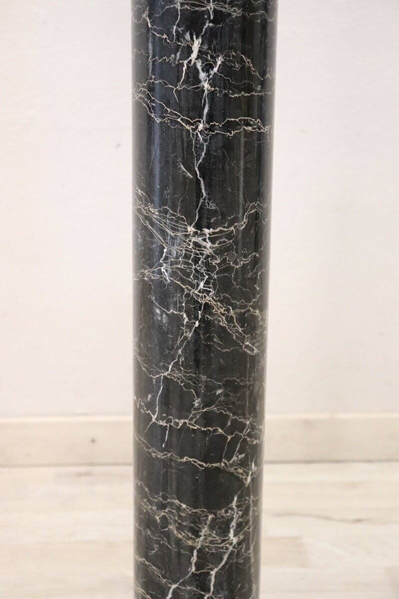 Antique black and white marble column, Italy, late 19th century