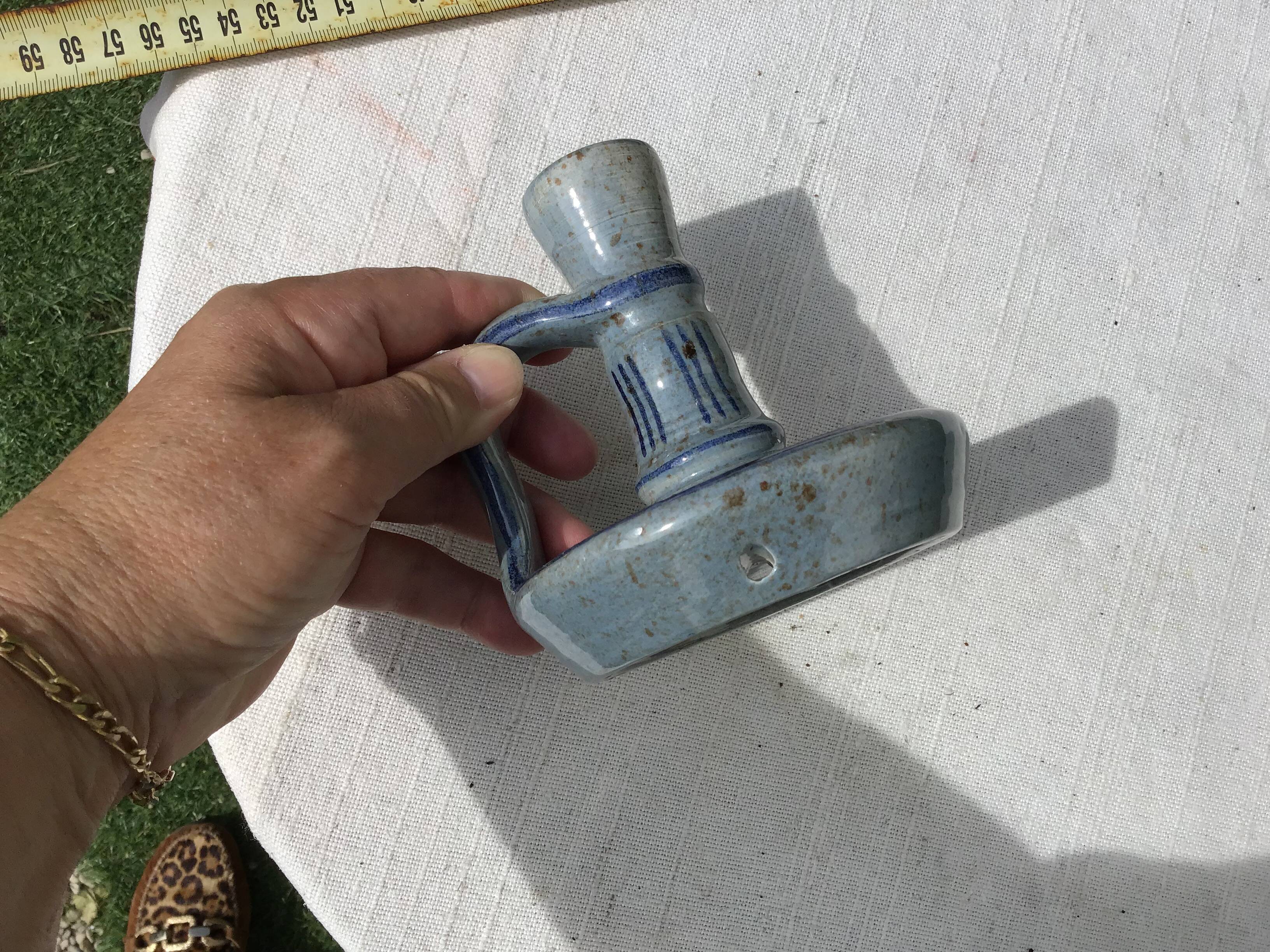 glazed ceramic hand candle holder